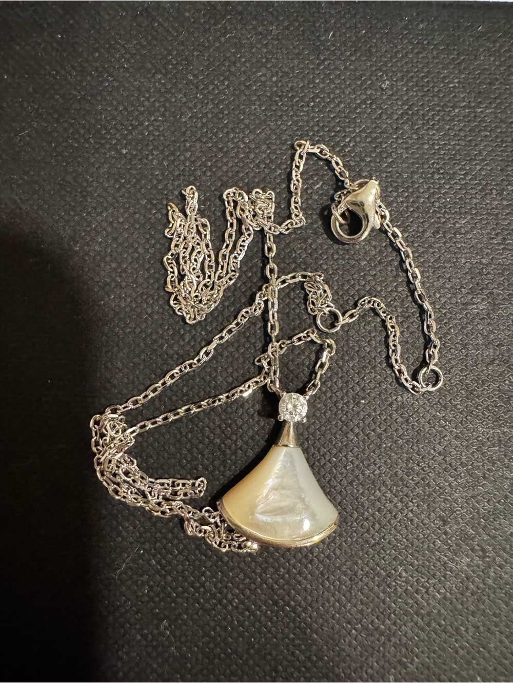 Sterling Silver Mother-of-Pearl Fan Pendant Necklace - White